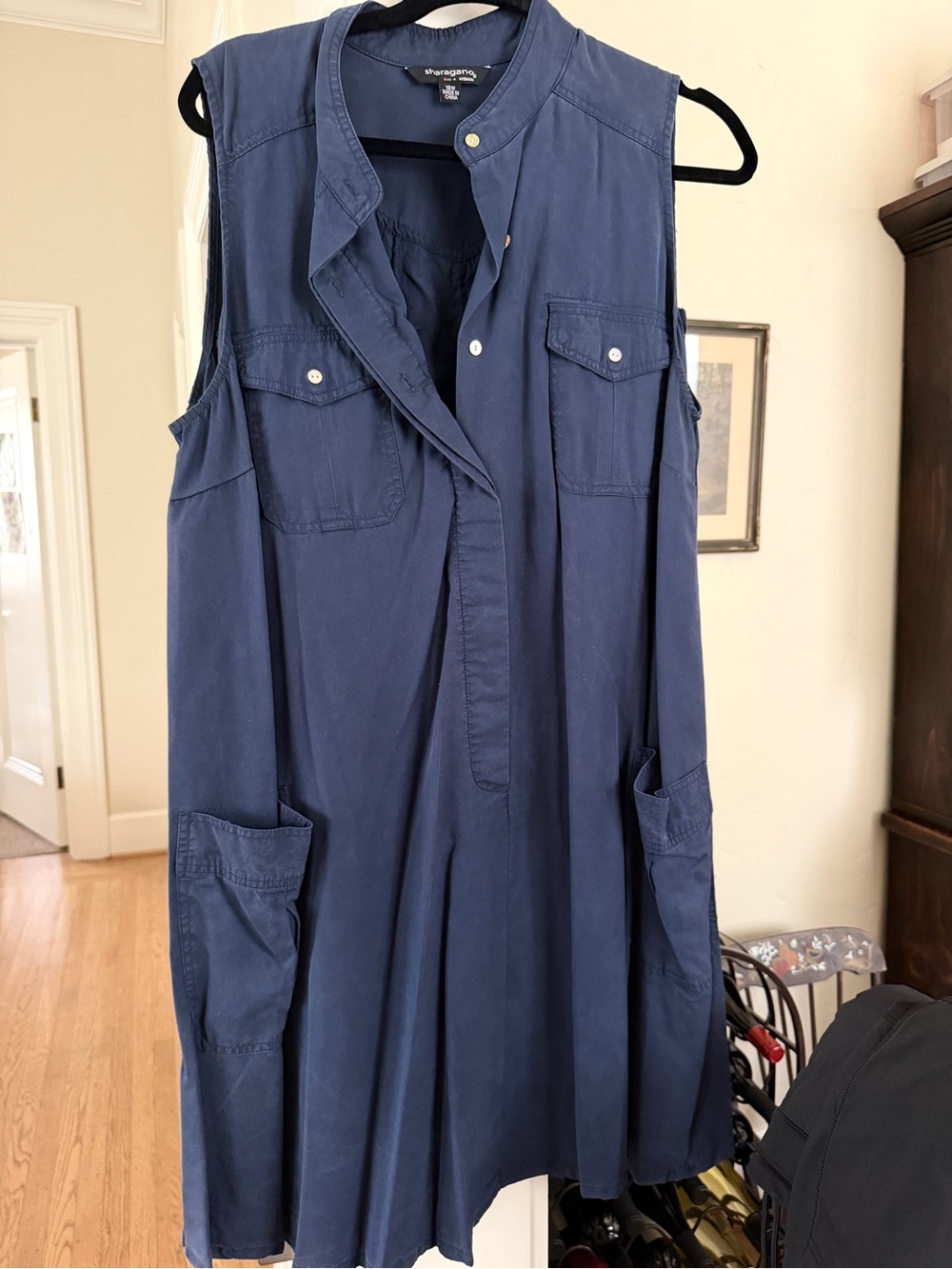 Sharagano Navy Women's Top with Label Detail